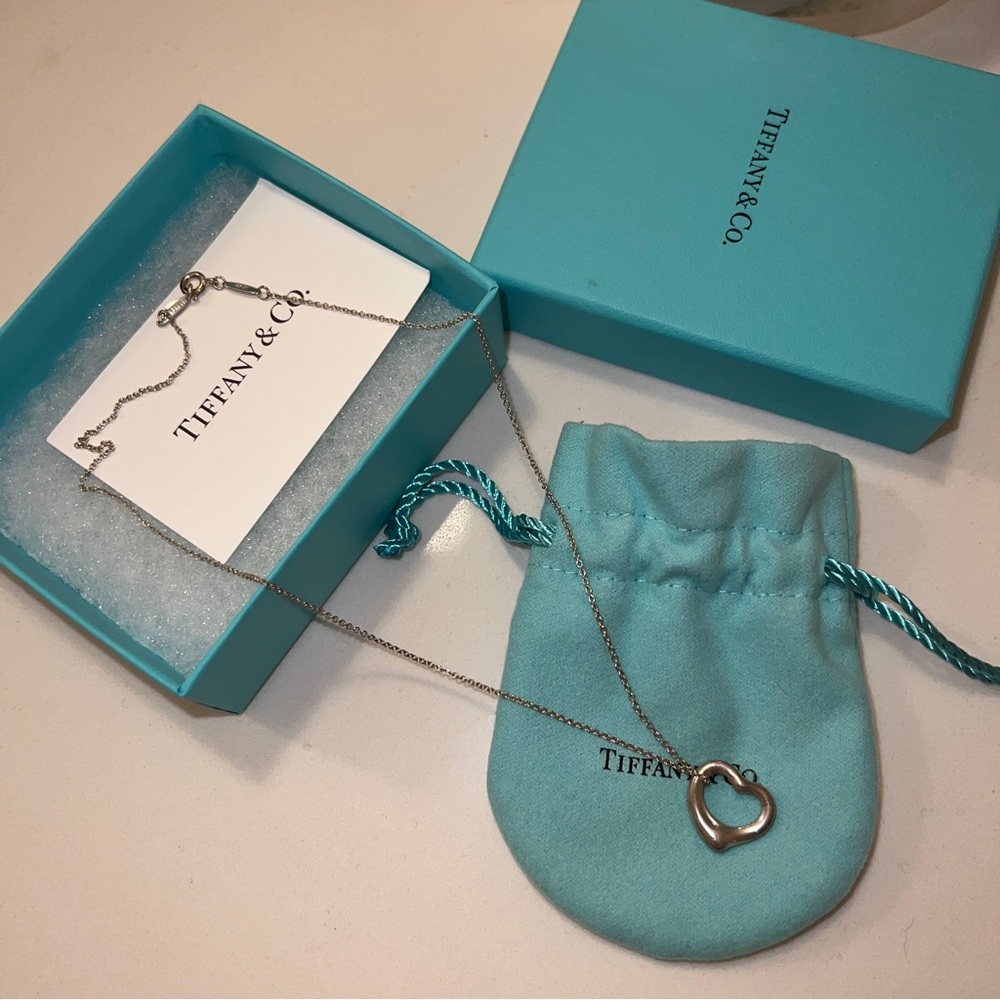 Tiffany & Co open heart necklace with dust bag and box